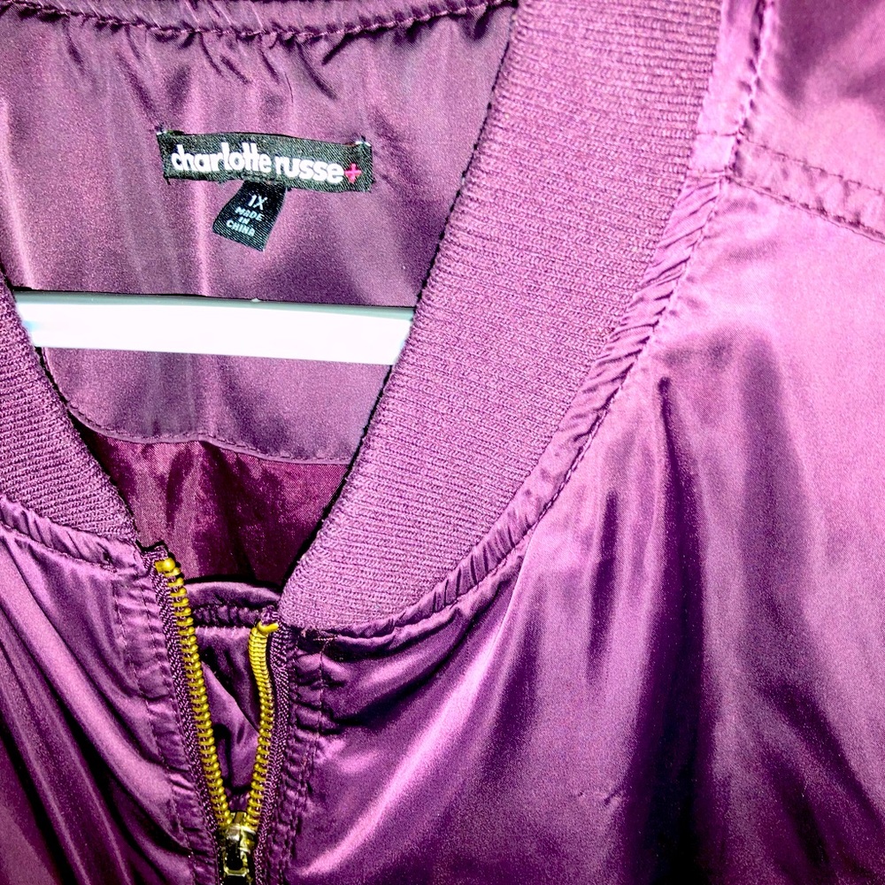 Deep Purple Bomber Jacket with Gold Zippers